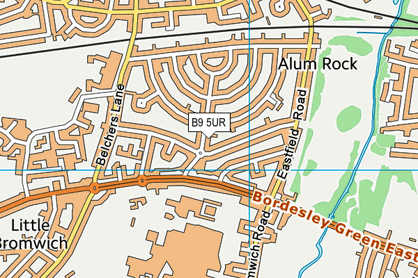 B9 5UR map - OS VectorMap District (Ordnance Survey)