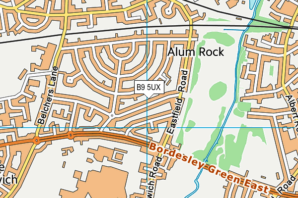 B9 5UX map - OS VectorMap District (Ordnance Survey)