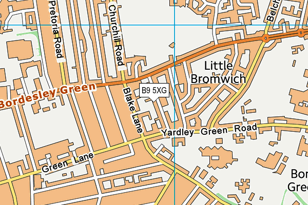B9 5XG map - OS VectorMap District (Ordnance Survey)