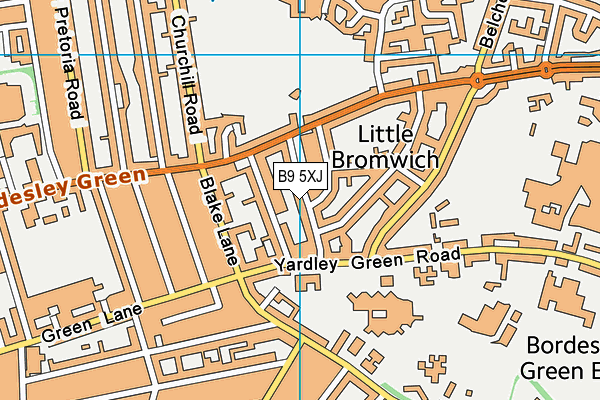 B9 5XJ map - OS VectorMap District (Ordnance Survey)