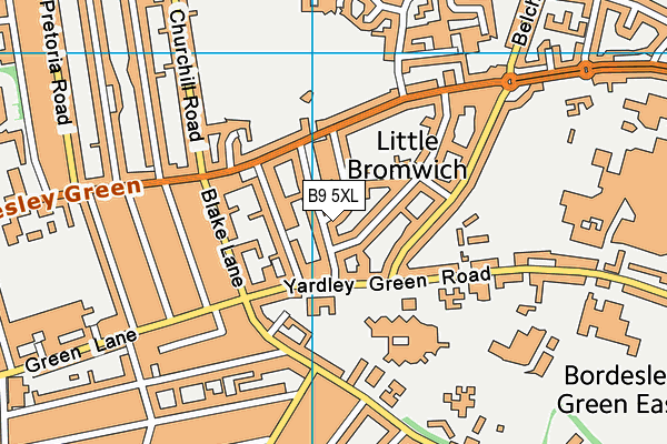 B9 5XL map - OS VectorMap District (Ordnance Survey)