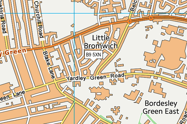 B9 5XN map - OS VectorMap District (Ordnance Survey)