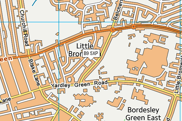 B9 5XP map - OS VectorMap District (Ordnance Survey)