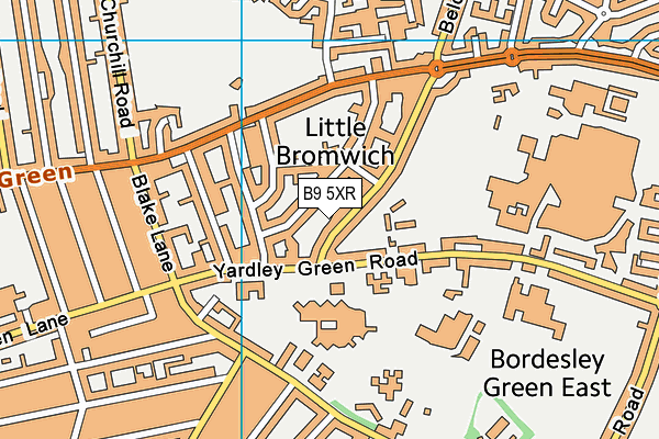B9 5XR map - OS VectorMap District (Ordnance Survey)