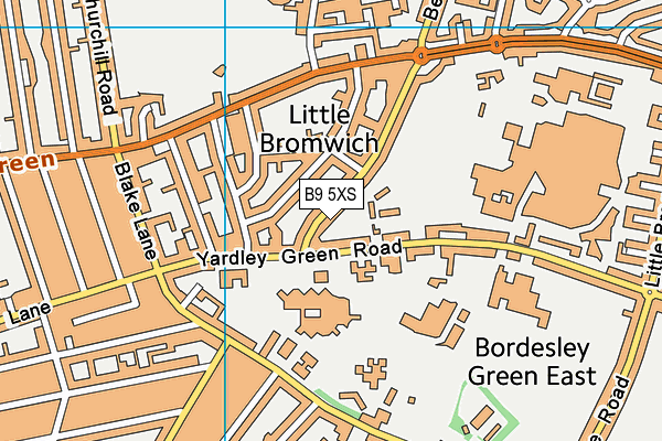 B9 5XS map - OS VectorMap District (Ordnance Survey)