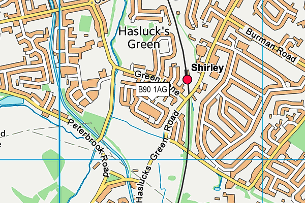 B90 1AG map - OS VectorMap District (Ordnance Survey)