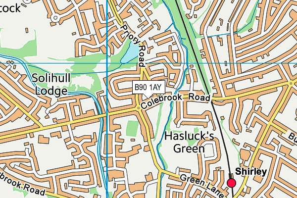 B90 1AY map - OS VectorMap District (Ordnance Survey)