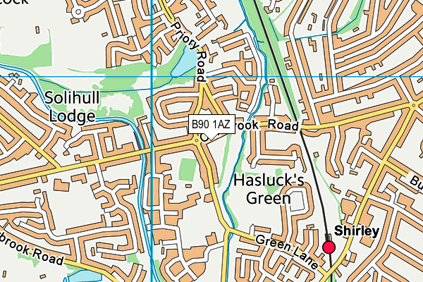 B90 1AZ map - OS VectorMap District (Ordnance Survey)