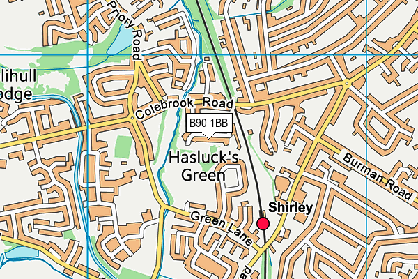 B90 1BB map - OS VectorMap District (Ordnance Survey)