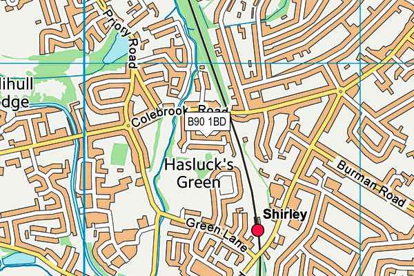 B90 1BD map - OS VectorMap District (Ordnance Survey)