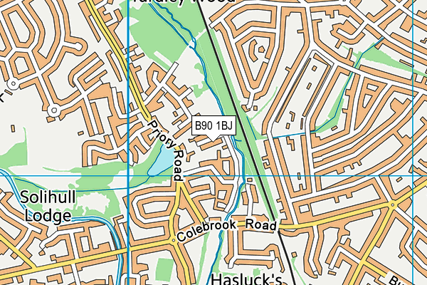 B90 1BJ map - OS VectorMap District (Ordnance Survey)