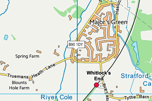 B90 1DY map - OS VectorMap District (Ordnance Survey)