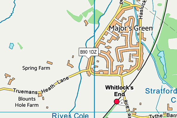 B90 1DZ map - OS VectorMap District (Ordnance Survey)