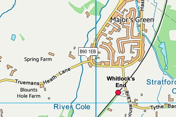 B90 1EB map - OS VectorMap District (Ordnance Survey)