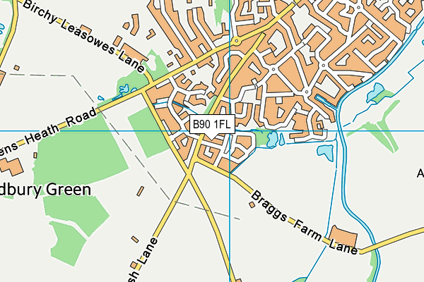 B90 1FL map - OS VectorMap District (Ordnance Survey)
