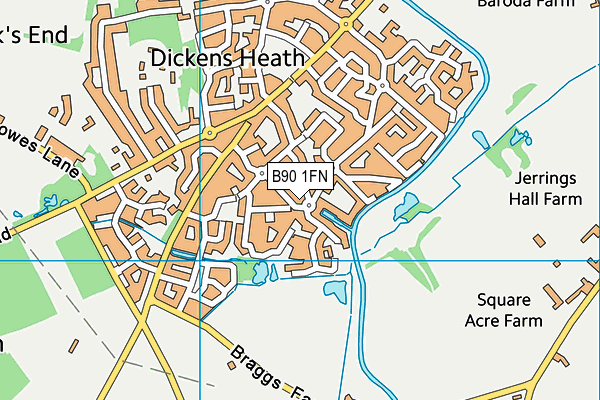 B90 1FN map - OS VectorMap District (Ordnance Survey)