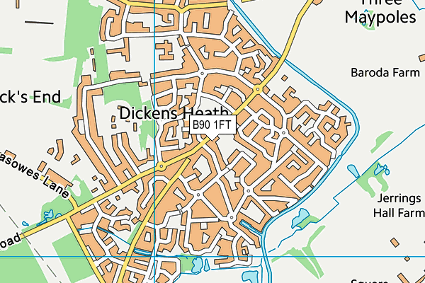 B90 1FT map - OS VectorMap District (Ordnance Survey)