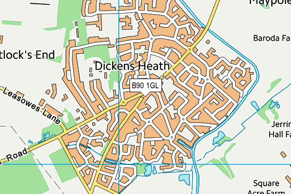 B90 1GL map - OS VectorMap District (Ordnance Survey)