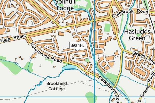 B90 1HJ map - OS VectorMap District (Ordnance Survey)