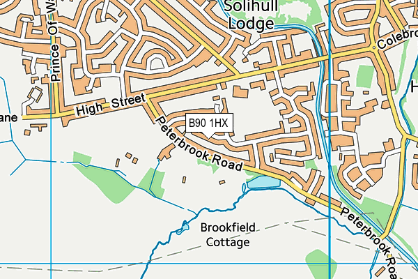 B90 1HX map - OS VectorMap District (Ordnance Survey)