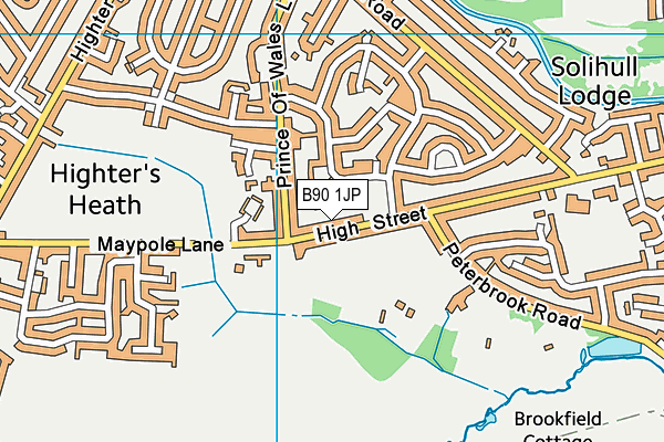 B90 1JP map - OS VectorMap District (Ordnance Survey)