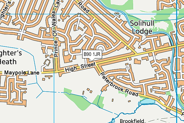 B90 1JR map - OS VectorMap District (Ordnance Survey)