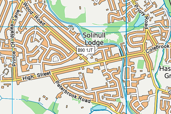 B90 1JT map - OS VectorMap District (Ordnance Survey)