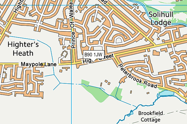 B90 1JW map - OS VectorMap District (Ordnance Survey)