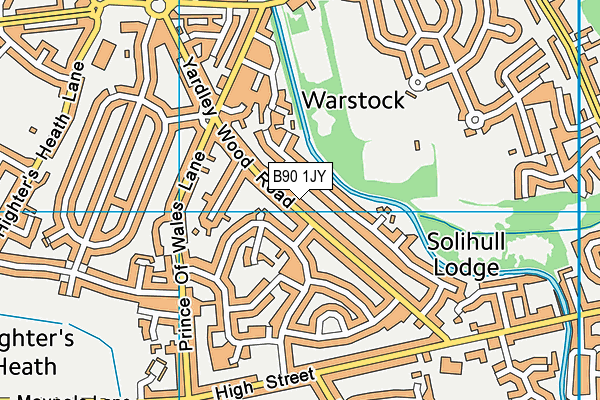 B90 1JY map - OS VectorMap District (Ordnance Survey)