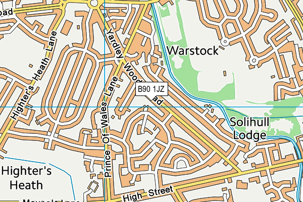 B90 1JZ map - OS VectorMap District (Ordnance Survey)