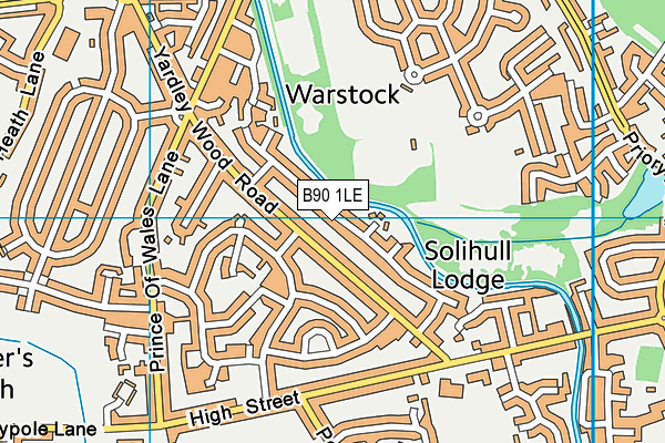 B90 1LE map - OS VectorMap District (Ordnance Survey)