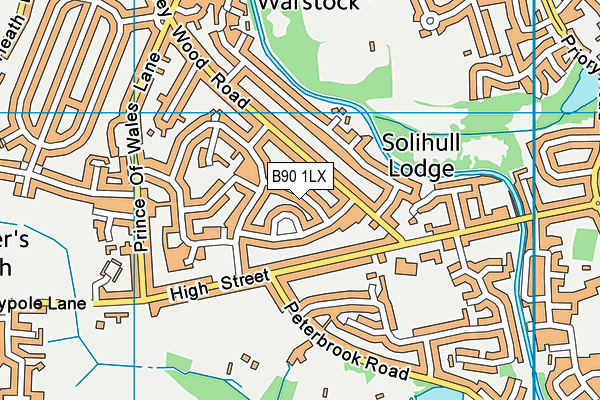 B90 1LX map - OS VectorMap District (Ordnance Survey)