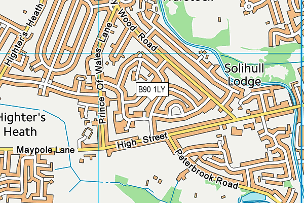 B90 1LY map - OS VectorMap District (Ordnance Survey)