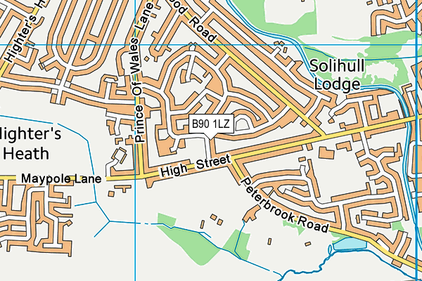 B90 1LZ map - OS VectorMap District (Ordnance Survey)