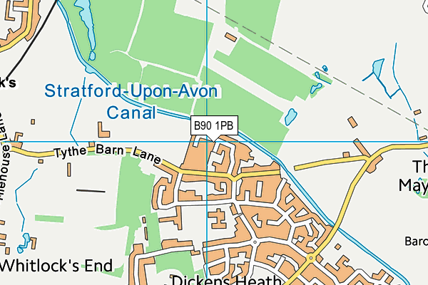 B90 1PB map - OS VectorMap District (Ordnance Survey)