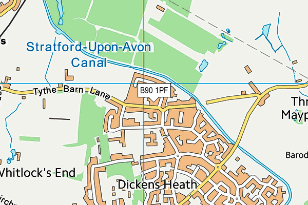 B90 1PF map - OS VectorMap District (Ordnance Survey)