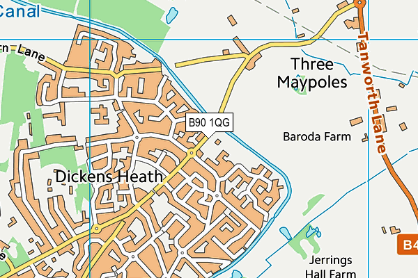 B90 1QG map - OS VectorMap District (Ordnance Survey)