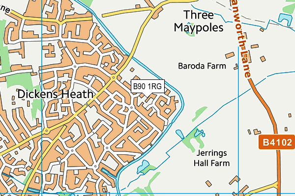 B90 1RG map - OS VectorMap District (Ordnance Survey)