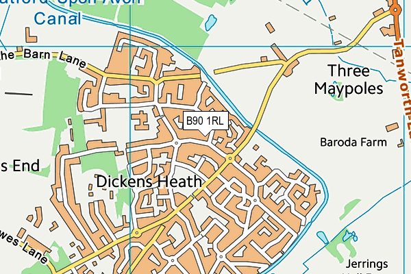 B90 1RL map - OS VectorMap District (Ordnance Survey)