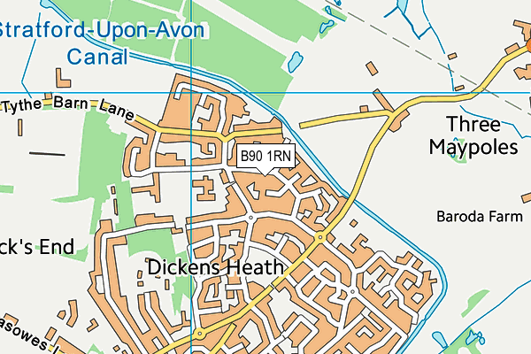 B90 1RN map - OS VectorMap District (Ordnance Survey)