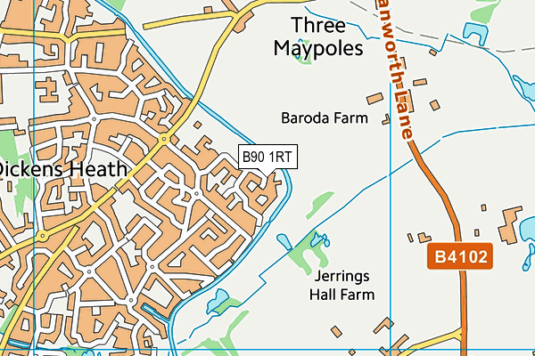 B90 1RT map - OS VectorMap District (Ordnance Survey)