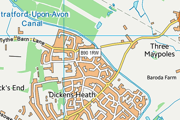 B90 1RW map - OS VectorMap District (Ordnance Survey)