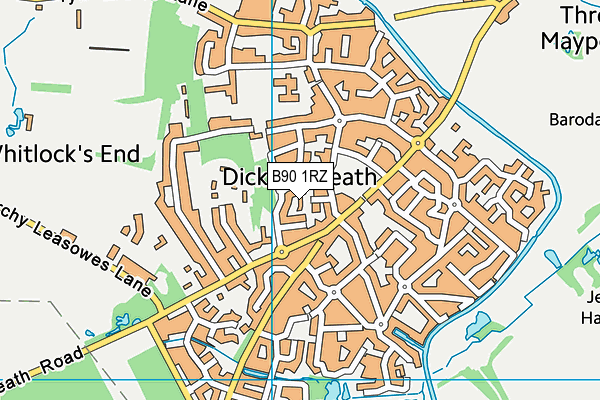 B90 1RZ map - OS VectorMap District (Ordnance Survey)