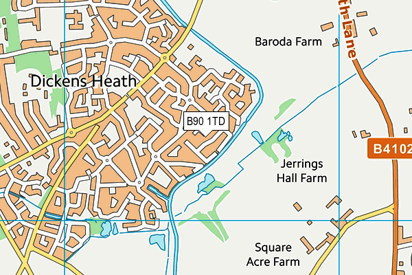 B90 1TD map - OS VectorMap District (Ordnance Survey)