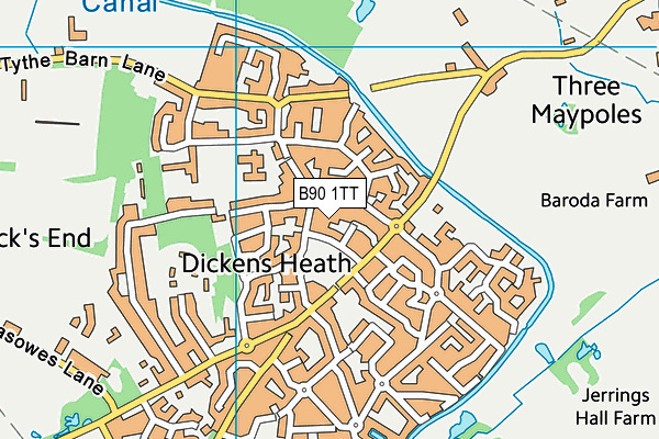 B90 1TT map - OS VectorMap District (Ordnance Survey)