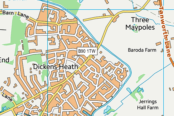 B90 1TW map - OS VectorMap District (Ordnance Survey)
