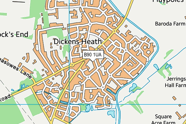 B90 1UA map - OS VectorMap District (Ordnance Survey)