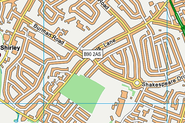 B90 2AS map - OS VectorMap District (Ordnance Survey)