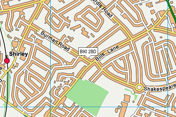 B90 2BD map - OS VectorMap District (Ordnance Survey)