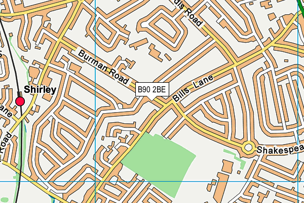 B90 2BE map - OS VectorMap District (Ordnance Survey)